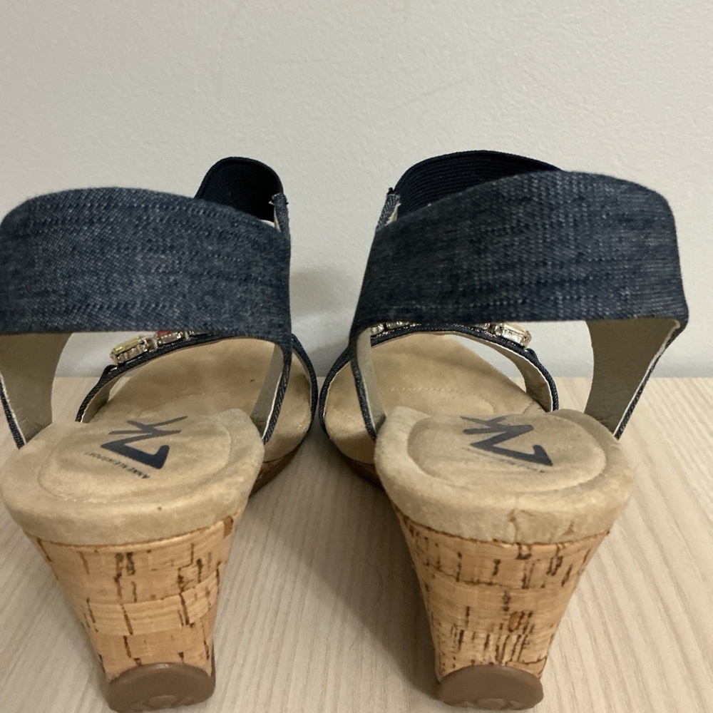 Anne Klein New! Sport Wedge Sandals Multicolor Gem Embellishments Size 10 - Picture 6 of 9
